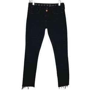 Earnest Sewn Jeans Womens 6 29" Black Skinny‎ Frayed Raw Hems Casual Punk Grunge